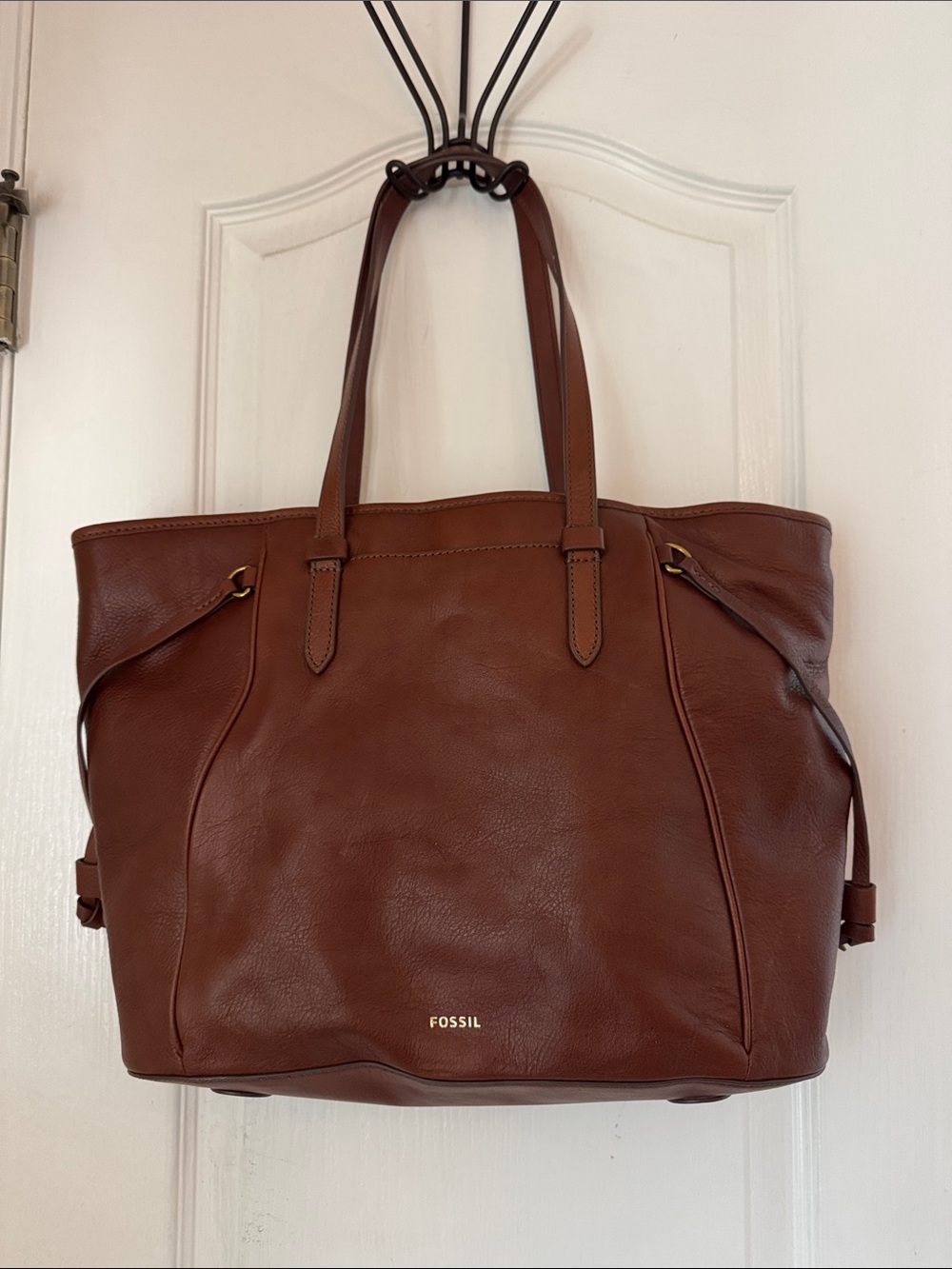 Fossil Chestnut Brown Leather Tote - Picture 1 of 14